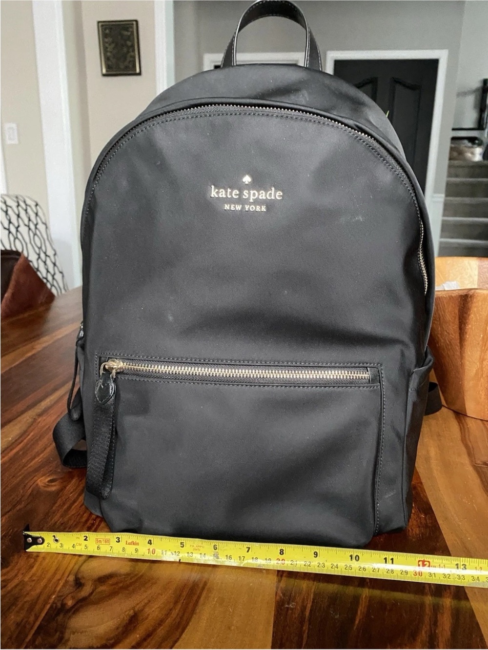 kate spade Black Nylon Backpack with Gold Logo